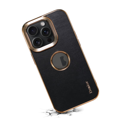 For iPhone 15 Pro Denior Fragrant Calf Texture Electroplating Phone Case(Black) - iPhone 15 Pro Cases by Denior | Online Shopping UK | buy2fix
