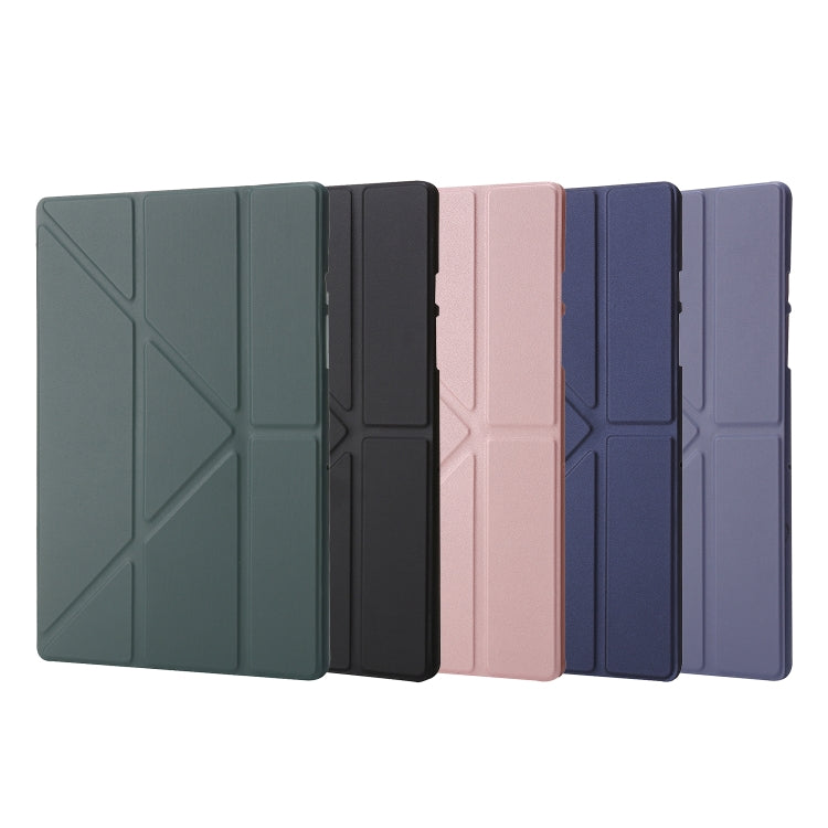 For Samsung Galaxy Tab A11 / A9 TPU Deformation Multi-Fold Leather Tablet Case(Navy Blue) by buy2fix