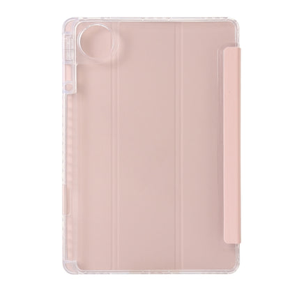 For Huawei Matepad 11 Pro 2024 Clear Acrylic 3-Fold Leather Tablet Case(Pink) - Huawei by buy2fix | Online Shopping UK | buy2fix