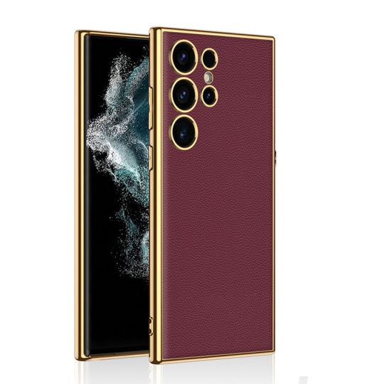 For Samsung Galaxy S24 Ultra 5G GKK Plating TPU + Leather Full Coverage Phone Case(Red)