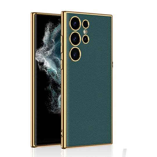 For Samsung Galaxy S24 Ultra 5G GKK Plating TPU + Leather Full Coverage Phone Case(Green)