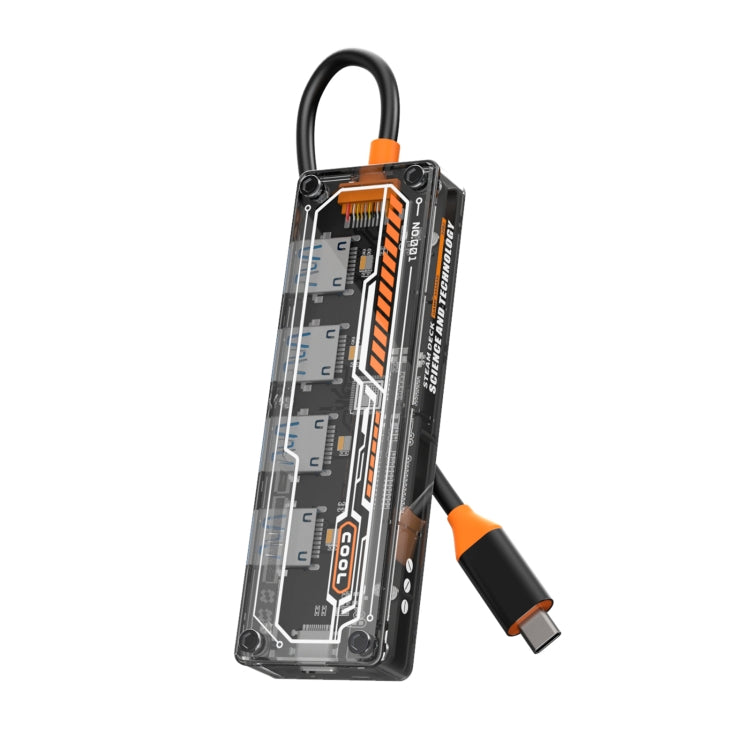 SW4U-C 5 in 1 Type-C to Type-C + 4 x USB3.0 HUB Docking Station(Grey) by buy2fix