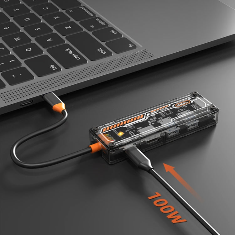 SW5R 5 in 1 Type-C to PD + USB3.0 + USB2.0 + HDMI + RJ45 HUB Docking Station(Grey) by buy2fix