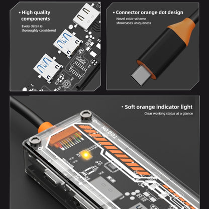 SW5R 5 in 1 Type-C to PD + USB3.0 + USB2.0 + HDMI + RJ45 HUB Docking Station(Grey) by buy2fix