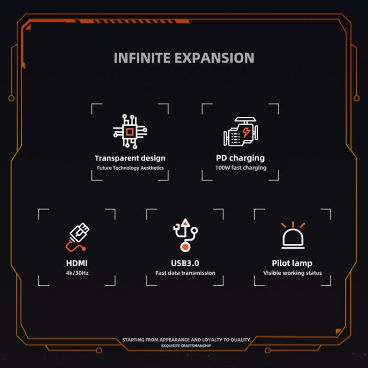 SW6V 6 in 1 Type-C to USB + HDMI + VGA + Audio 3.5 HUB Docking Station(Grey) by buy2fix