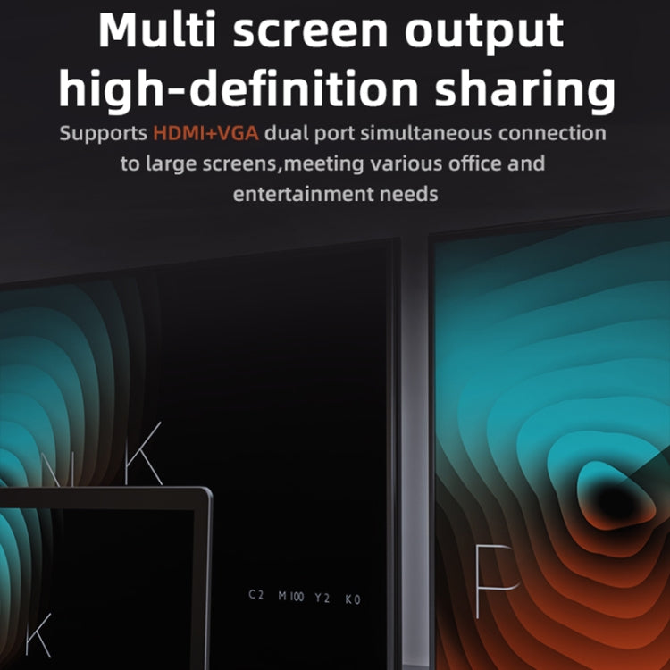 SW6V 6 in 1 Type-C to USB + HDMI + VGA + Audio 3.5 HUB Docking Station(Grey) by buy2fix