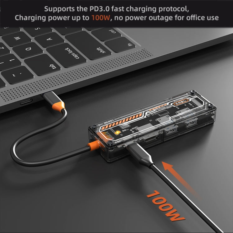 SW6V 6 in 1 Type-C to USB + HDMI + VGA + Audio 3.5 HUB Docking Station(Grey) by buy2fix