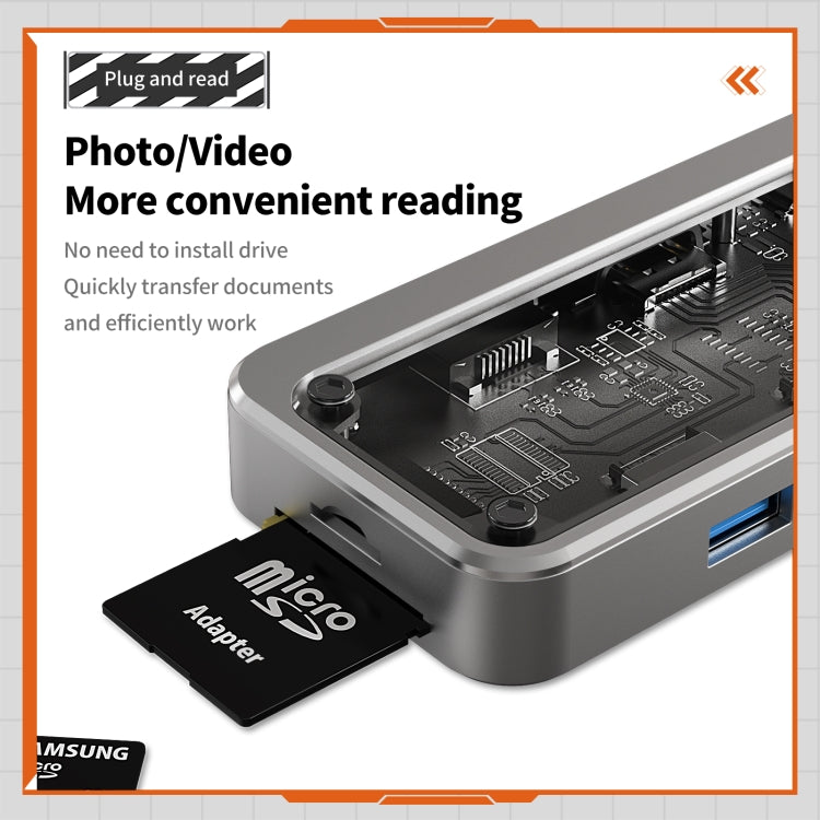 SW8V 8 in 1 Type-C to USB + HDMI + RJ45 + SD/TF HUB Docking Station(Grey) by buy2fix