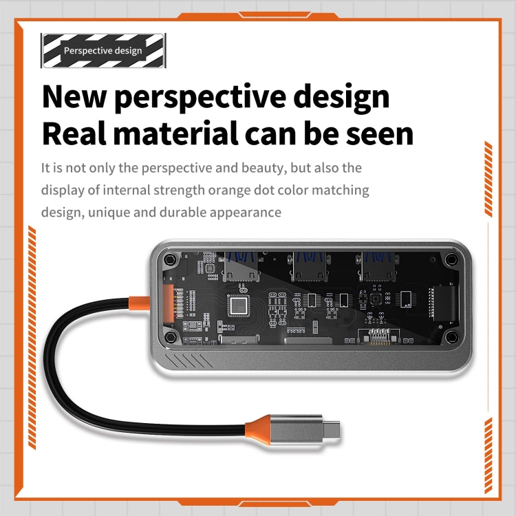 SW10V 10 in 1 Type-C to USB + HDMI + VGA + RJ45 + SD/TF + Audio 3.5 HUB Docking Station(Grey) by buy2fix