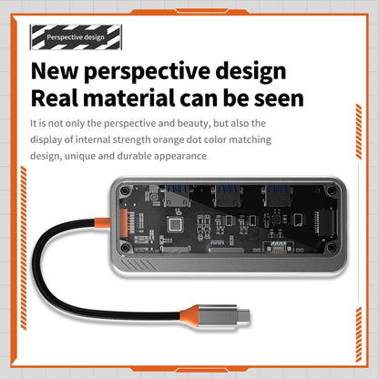 SW10V 10 in 1 Type-C to USB + HDMI + VGA + RJ45 + SD/TF + Audio 3.5 HUB Docking Station(Grey) by buy2fix