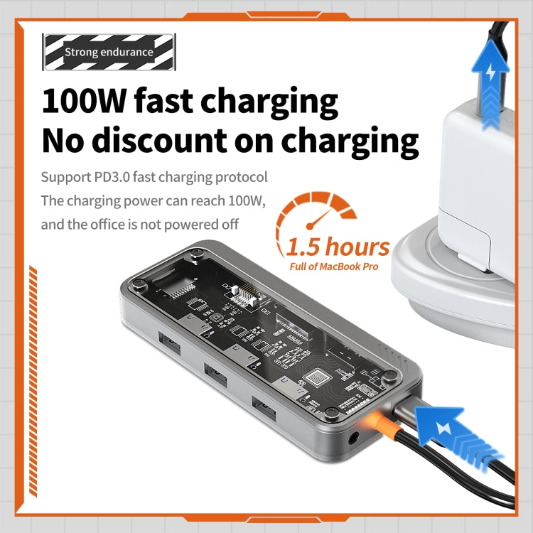 SW10V 10 in 1 Type-C to USB + HDMI + VGA + RJ45 + SD/TF + Audio 3.5 HUB Docking Station(Grey) by buy2fix