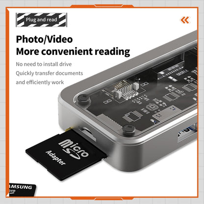 SW10V 10 in 1 Type-C to USB + HDMI + VGA + RJ45 + SD/TF + Audio 3.5 HUB Docking Station(Grey) by buy2fix