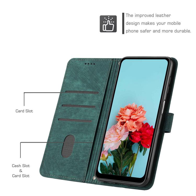 For Google Pixel 10 / 10 Pro Skin Feel Stripe Pattern Leather Phone Case with Lanyard(Green) - Google Cases by buy2fix | Online Shopping UK | buy2fix
