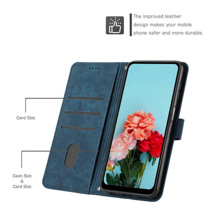 For Google Pixel 10 / 10 Pro Skin Feel Stripe Pattern Leather Phone Case with Lanyard(Blue) - Google Cases by buy2fix | Online Shopping UK | buy2fix