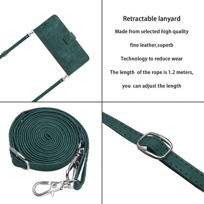For Google Pixel 10 Pro XL Skin Feel Stripe Pattern Leather Phone Case with Lanyard(Green) - Google Cases by buy2fix | Online Shopping UK | buy2fix