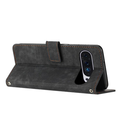 For Google Pixel 10 Pro XL Skin Feel Stripe Pattern Leather Phone Case with Lanyard(Black) - Google Cases by buy2fix | Online Shopping UK | buy2fix