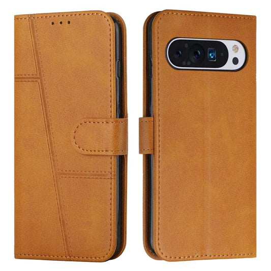 For Google Pixel 10 / 10 Pro Stitching Calf Texture Buckle Leather Phone Case(Yellow) - Google Cases by buy2fix | Online Shopping UK | buy2fix