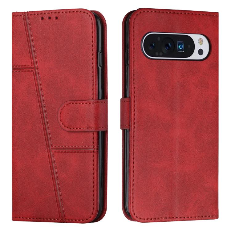 For Google Pixel 10 Pro XL Stitching Calf Texture Buckle Leather Phone Case(Red) - Google Cases by buy2fix | Online Shopping UK | buy2fix
