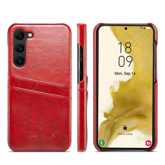 For Samsung Galaxy S24+ 5G Fierre Shann Oil Wax Texture Leather Phone Case with Card Slots(Red)