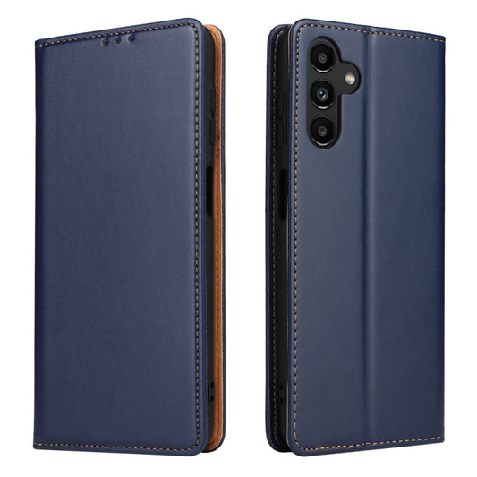 For Samsung Galaxy A15 5G Fierre Shann PU Genuine Leather Texture Phone Case(Blue) by FIERRE SHANN