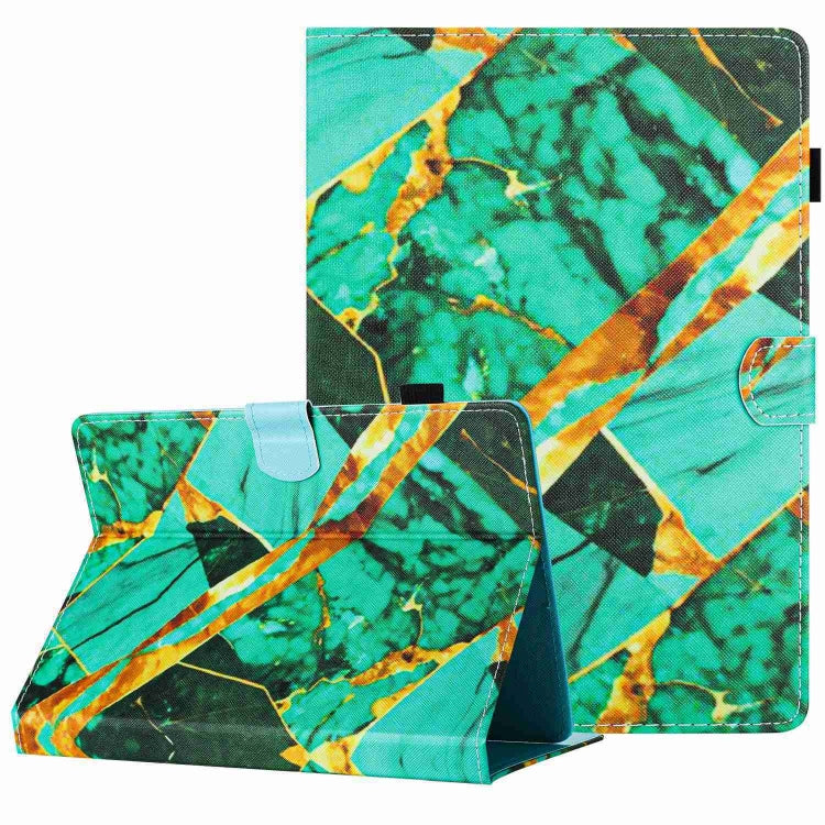 For 8 inch Universal Marble Pattern Stitching Leather Tablet Case(Gold Green) - 8 inch by buy2fix | Online Shopping UK | buy2fix