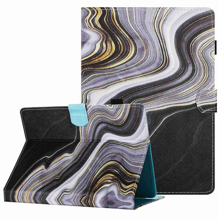 For 8 inch Universal Marble Pattern Stitching Leather Tablet Case(Black Gold) - 8 inch by buy2fix | Online Shopping UK | buy2fix
