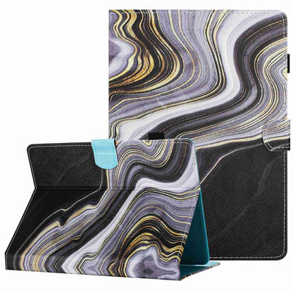 For 8 inch Universal Marble Pattern Stitching Leather Tablet Case(Black Gold) - 8 inch by buy2fix | Online Shopping UK | buy2fix
