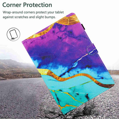 For 8 inch Universal Marble Pattern Stitching Leather Tablet Case(Purple Blue) - 8 inch by buy2fix | Online Shopping UK | buy2fix