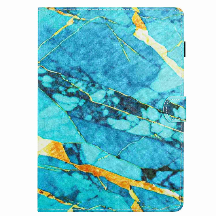 For 10 inch Universal Marble Pattern Stitching Leather Tablet Case(Gold Blue) - 10 - 11 inch by buy2fix | Online Shopping UK | buy2fix