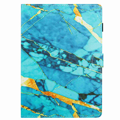 For 10 inch Universal Marble Pattern Stitching Leather Tablet Case(Gold Blue) - 10 - 11 inch by buy2fix | Online Shopping UK | buy2fix