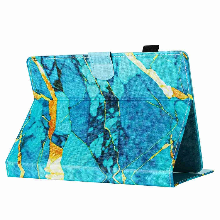 For 10 inch Universal Marble Pattern Stitching Leather Tablet Case(Gold Blue) - 10 - 11 inch by buy2fix | Online Shopping UK | buy2fix