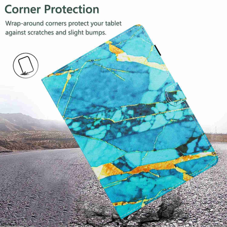 For 10 inch Universal Marble Pattern Stitching Leather Tablet Case(Gold Blue) - 10 - 11 inch by buy2fix | Online Shopping UK | buy2fix
