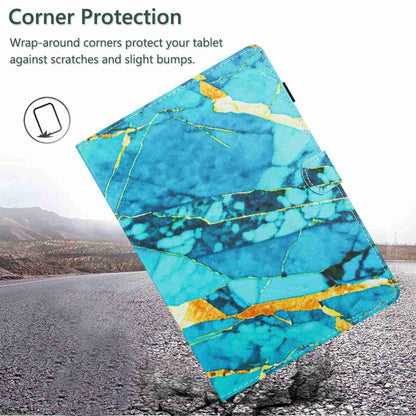 For 10 inch Universal Marble Pattern Stitching Leather Tablet Case(Gold Blue) - 10 - 11 inch by buy2fix | Online Shopping UK | buy2fix