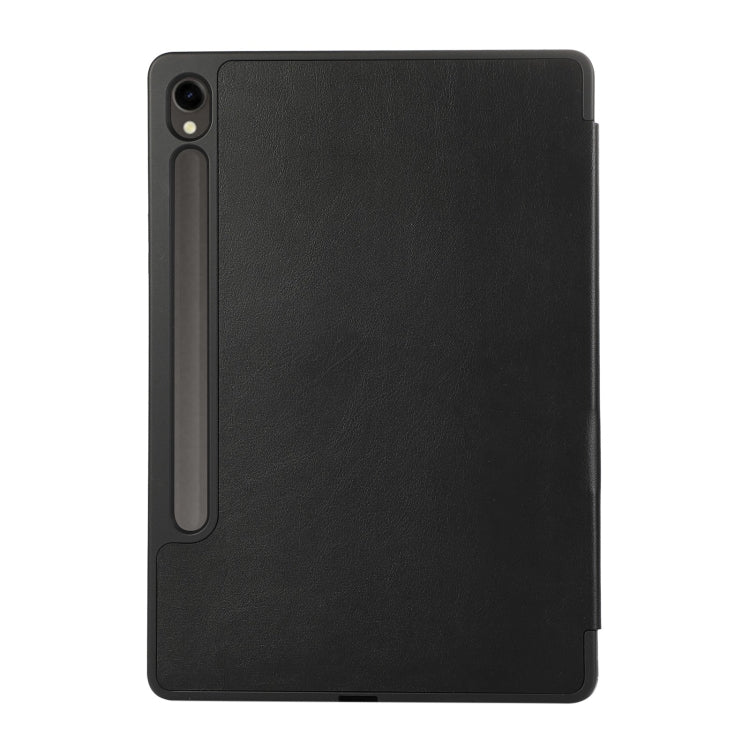 For Samsung Galaxy Tab  S10 FE / S9 FE 3-Fold Pure Color TPU Leather Tablet Case with Pen Slot(Black) - Galaxy Tab S9 FE by buy2fix | Online Shopping UK | buy2fix