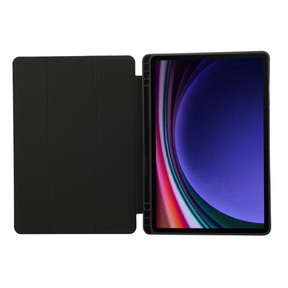 For Samsung Galaxy Tab  S10 FE / S9 FE 3-Fold Pure Color TPU Leather Tablet Case with Pen Slot(Black) - Galaxy Tab S9 FE by buy2fix | Online Shopping UK | buy2fix
