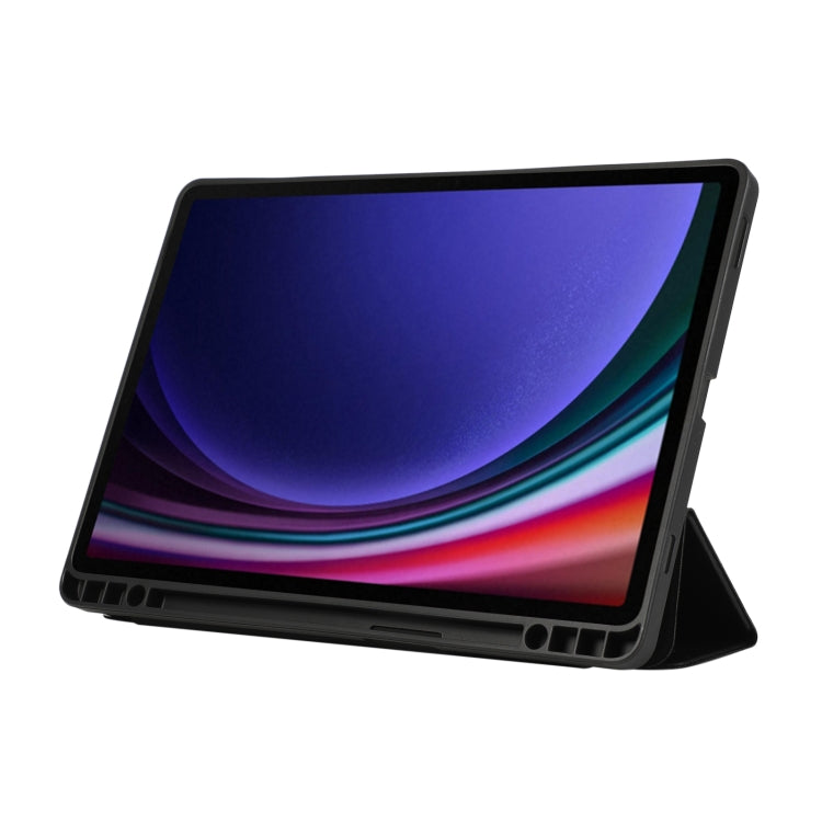 For Samsung Galaxy Tab  S10 FE / S9 FE 3-Fold Pure Color TPU Leather Tablet Case with Pen Slot(Black) - Galaxy Tab S9 FE by buy2fix | Online Shopping UK | buy2fix