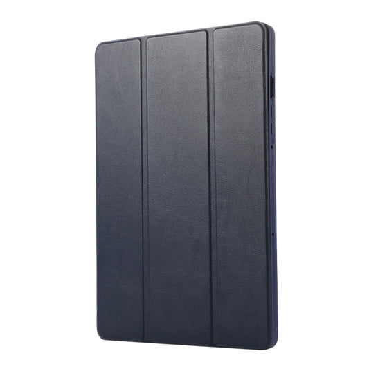 For Samsung Galaxy Tab S10 FE /  S9 3-Fold Pure Color TPU Leather Tablet Case with Pen Slot(Dark Blue) - Galaxy Tab S9 Cases by buy2fix | Online Shopping UK | buy2fix
