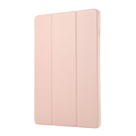 For Samsung Galaxy Tab S9 3-Fold Pure Color TPU Leather Tablet Case with Pen Slot(Pink) - Galaxy Tab S9 Cases by buy2fix | Online Shopping UK | buy2fix