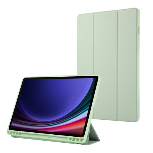 For Samsung Galaxy Tab S10 FE /  S9 3-Fold Pure Color TPU Leather Tablet Case with Pen Slot(Green) - Galaxy Tab S9 Cases by buy2fix | Online Shopping UK | buy2fix