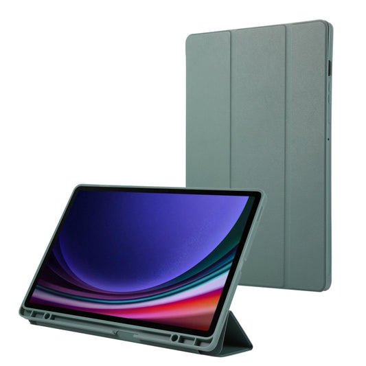 For Samsung Galaxy Tab S9+ / S10+ 3-Fold Pure Color TPU Leather Tablet Case with Pen Slot(Dark Green) - Galaxy Tab S9+ Cases by buy2fix | Online Shopping UK | buy2fix