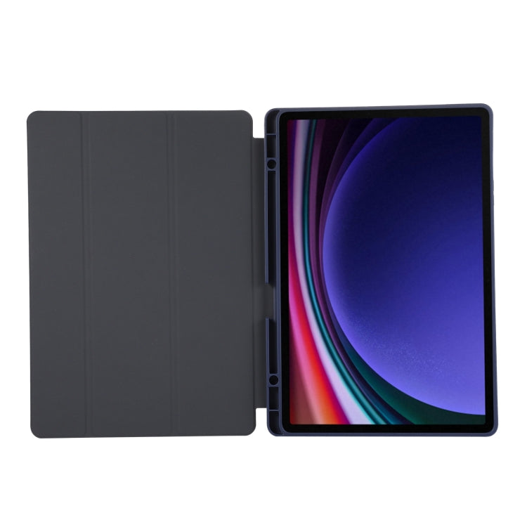 For Samsung Galaxy Tab S9+ / S10+ 3-Fold Pure Color TPU Leather Tablet Case with Pen Slot(Dark Blue) - Galaxy Tab S9+ Cases by buy2fix | Online Shopping UK | buy2fix