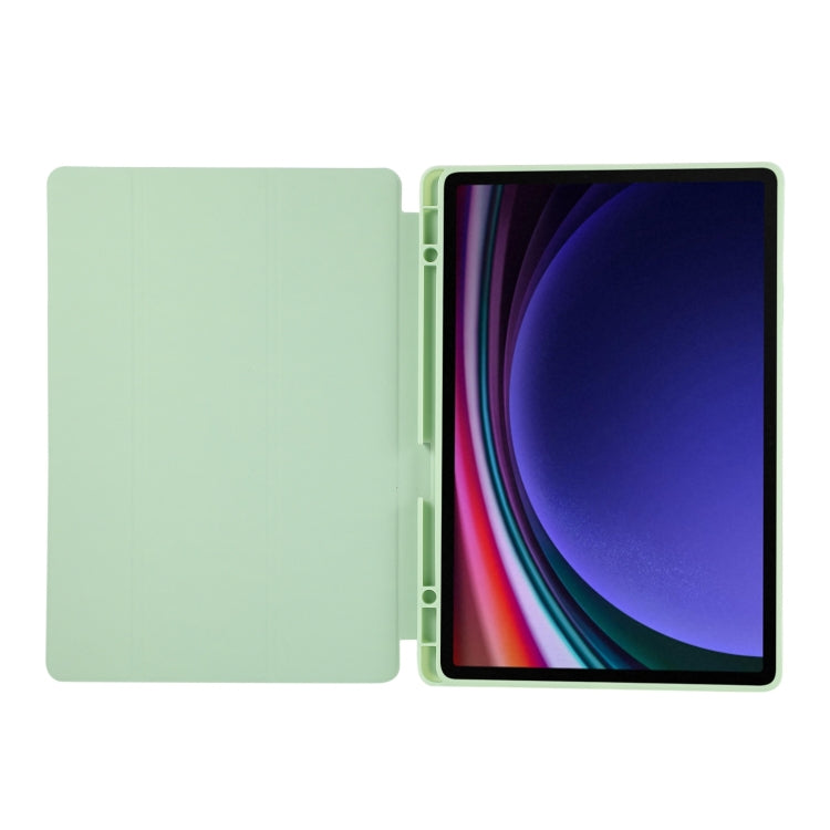 For Samsung Galaxy Tab S9+ / S10+ 3-Fold Pure Color TPU Leather Tablet Case with Pen Slot(Green) - Galaxy Tab S9+ Cases by buy2fix | Online Shopping UK | buy2fix