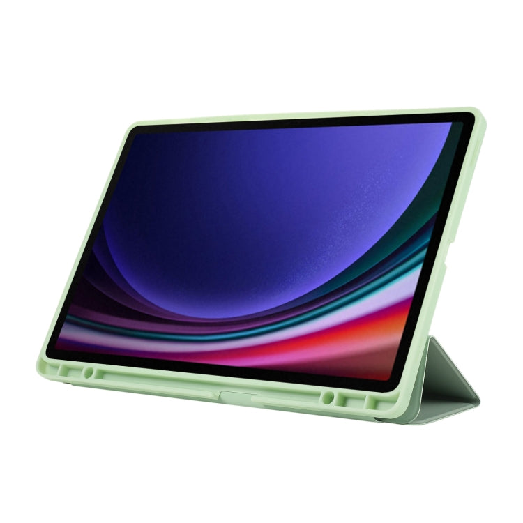 For Samsung Galaxy Tab S9+ / S10+ 3-Fold Pure Color TPU Leather Tablet Case with Pen Slot(Green) - Galaxy Tab S9+ Cases by buy2fix | Online Shopping UK | buy2fix