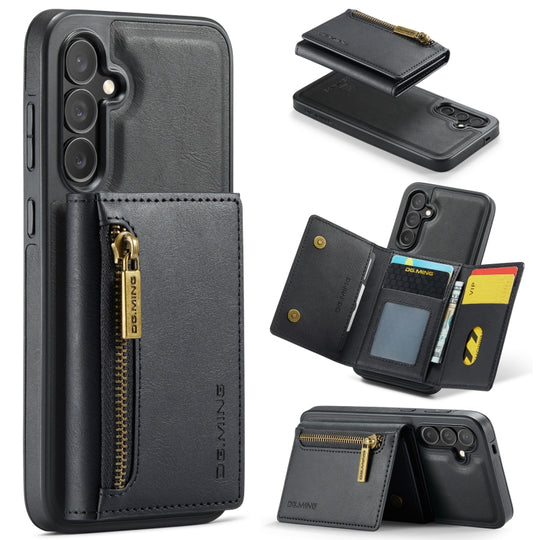 For Samsung Galaxy S24+ 5G DG.MING M5 Series Zip RFID Multi Card Detachable Leather Phone Case(Black)