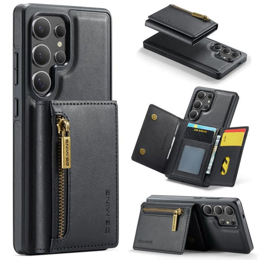 For Samsung Galaxy S25 Ultra 5G DG.MING M5 Series Zip RFID Multi Card Detachable Leather Phone Case(Black) - Galaxy S25 Ultra 5G Cases by DG.MING | Online Shopping UK | buy2fix