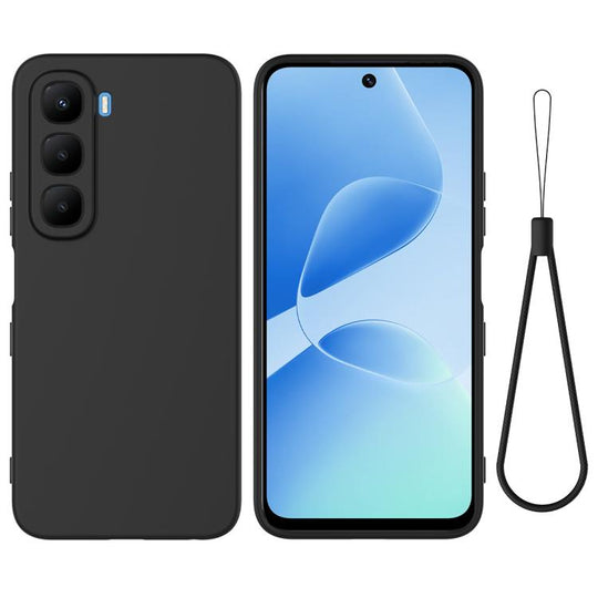 For Infinix Hot 60 Pro 4G Solid Color Liquid Silicone Dropproof Full Coverage Phone Case(Black)