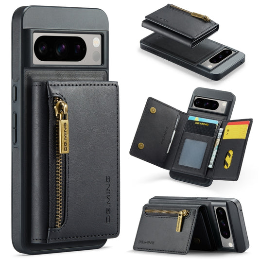 For Google Pixel 8 Pro DG.MING M5 Series Zip RFID Multi Card Detachable Leather Phone Case(Black) - Google Cases by DG.MING | Online Shopping UK | buy2fix