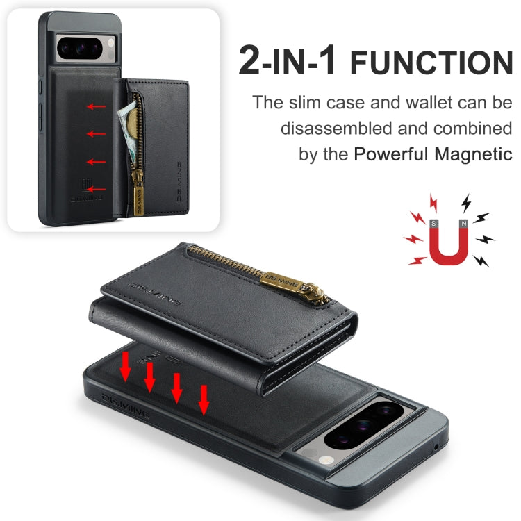 For Google Pixel 8 Pro DG.MING M5 Series Zip RFID Multi Card Detachable Leather Phone Case(Black) - Google Cases by DG.MING | Online Shopping UK | buy2fix