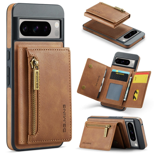 For Google Pixel 8 Pro DG.MING M5 Series Zip RFID Multi Card Detachable Leather Phone Case(Brown) - Google Cases by DG.MING | Online Shopping UK | buy2fix