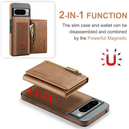 For Google Pixel 8 Pro DG.MING M5 Series Zip RFID Multi Card Detachable Leather Phone Case(Brown) - Google Cases by DG.MING | Online Shopping UK | buy2fix